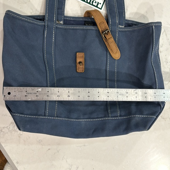 L. L. Bean canvas/denim leather tote bag Maine - Picture 10 of 12